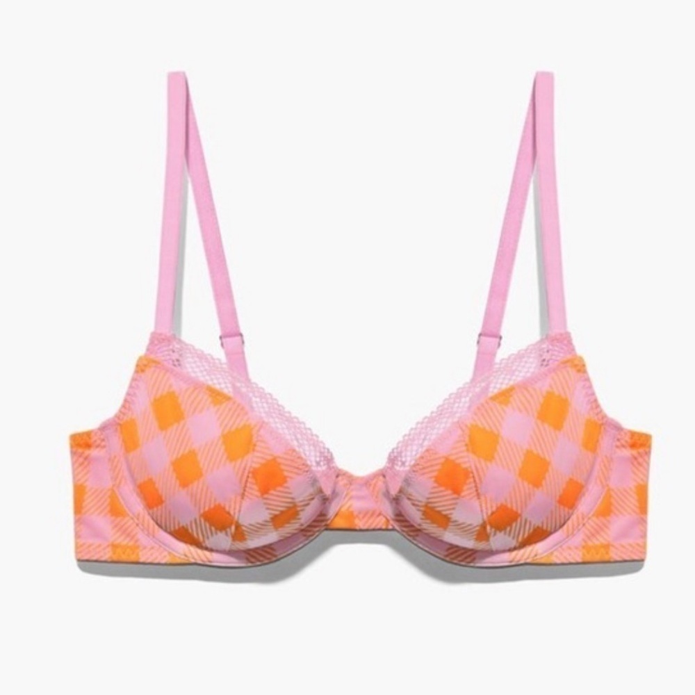 NWT Savage x Fenty Gingham Remix Unlined Plunge Bra Size 34A